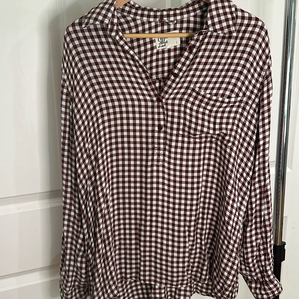 Burgundy Gingham Tunic (Large)